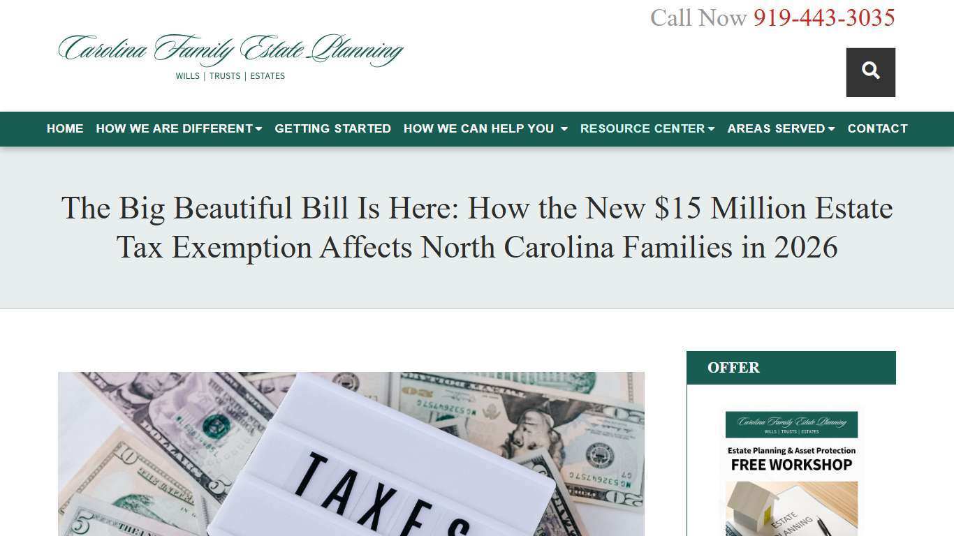 The Big Beautiful Bill Is Here: How the New Estate Tax Exemption Affects NC Families in 2026 | Carolina Family Estate Planning