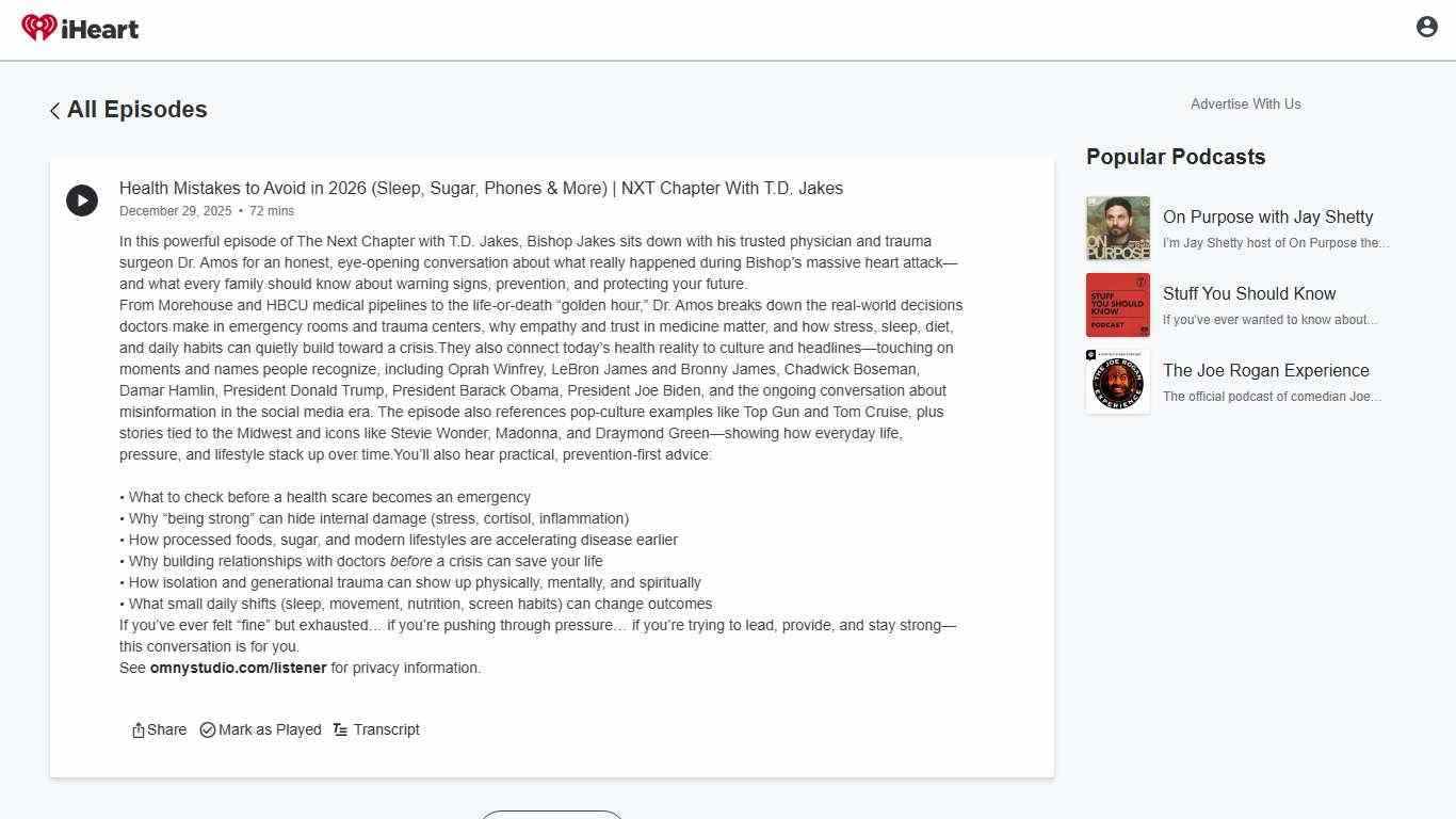 Health Mistakes to Avoid in 2026 (Sleep, Sugar, Phones & More) | NXT Chapter With T.D. Jakes - NXT Chapter with T.D. Jakes | iHeart