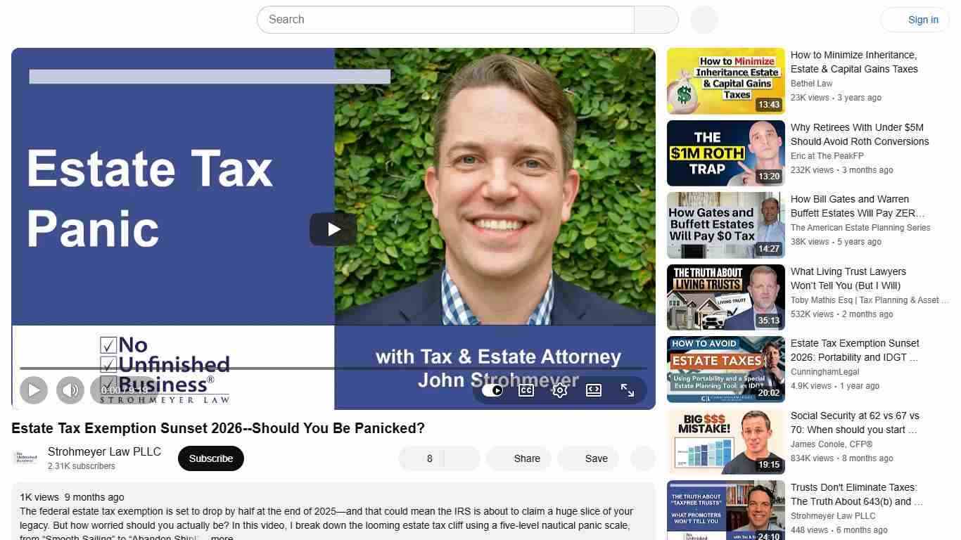 Estate Tax Exemption Sunset 2026--Should You Be Panicked? - YouTube